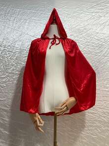 Áo choàng có mũ unisex, áo choàng cosplay tiệc Halloween, khăn choàng có mũ nhập vai, đạo cụ trang phục biểu diễn sân khấu Cô bé quàng khăn đỏ, khăn choàng trang phục tiệc lễ hội - Đỏ - Xem 2