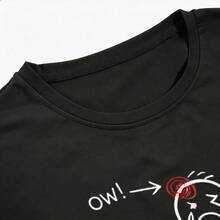 Short-Sleeved T-Shirt With A Print Of A Pained Human Figure, Ideal For Wearing At Home, On The Street, In The Park, On The Beach, For Walks. Regular Fit, Casual Style, Comfortable And Breathable. - 黑色 - 查看 3