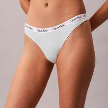 Calvin Klein Calvinklein CK Carousel Cotton Stretch Rib 3-Pack Thong Underwear  Women  Panties QP3267O - Blue Glass Multi - 查看 4