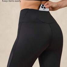 guangzhougaolangshangmao OutZeal Pantalones deportivos de mujer para exteriores de color azul sólido, para correr, gimnasio, yoga, de secado rápido, control de abdomen, cintura alta, con panel de malla, para primavera y verano - Azul marino - Ver 5