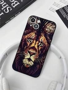 1 pieza Funda de teléfono mate negra con estampado de león compatible con Apple 17, AIR, 17PRO, 17E, 17PROMAX, 16promax, 16E, 15promax, 15, 15PRO, 15PLUS, 14PLUS, 14promax, 14, 14PRO, 13promax, 13PRO, 13, 13mini, 12, 12mini, 12pro, 12promax, 11 Pro Max, 11pro, 11, XS Max, X, XR, 8, 7, Plus, a prueba de golpes, adecuada como regalo de cumpleaños, novia, novio o para uso personal - Multicolor - View 3