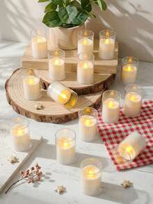 24pcs/Set Flickering LED Flameless Candles With Timer Remote Control, Battery Operated LED Wishing Candles, Suitable For Christmas, Halloween, Valentine's Day, Mother's Day, Dining Table, Wedding, Party, Gift, Holiday - Transparent-warm Light - View 8