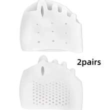 Protector de silicona para el antepié, unisex, transpirable, con diseño de panal que absorbe los impactos, antideslizante y anti-rozaduras, calcetín de silicona para tacones altos. - Blanco 1 par - Ver 3