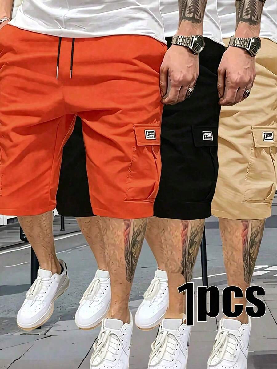 1 chiếc quần short nam mùa hè nhẹ, kiểu dáng cargo, quần thể thao ngoài trời, size nhỏ hơn so với bình thường, dài đến đầu gối.