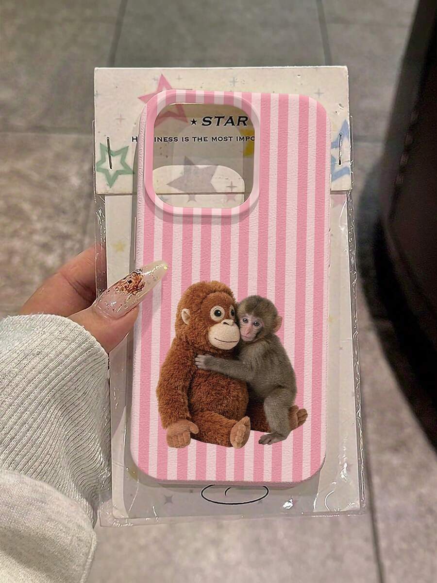 Punch Monkey Striped Anti-Drop Phone Case, Suitable For IPhone 11, 12, 13, 14, 12 Pro Max, 13 Pro Max, 15, 15 Pro, 15 Plus, 15 Pro Max, 16, 16 Pro, 16 Plus, 16 Pro Max, 17, 17 Pro, 17 Air, 17 Pro Max And Other Phone Models - Multicolor - View 1