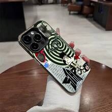 Funda protectora para Apple  17PROMAX 16PROMAX 15PROMAX 14PROMAX 13PROMAX 12PROMAX 11PROMAX XSMAX, diseño estampado con estrellas, murciélago, corazón, bola de billar número 8, gato y figura chico en postura rodillas recogidas patrón espiral letras manuscritas, cubierta completa anti golpes ajuste preciso, material resistente protección diaria del teléfono móvil - rosa - Ver 11