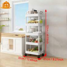 Xe đẩy có bánh màu đen/trắng, kệ đựng đồ nhiều tầng dùng trong phòng tắm, kệ đựng đồ ăn nhẹ di động cho phòng khách, kệ đựng đồ nhiều tầng trong nhà, kệ đựng đồ dùng nhà bếp, phòng ngủ, kệ đựng đồ ăn nhẹ nhiều tầng đặt trên sàn. - Nhiều màu - Xem 12
