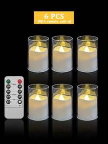 24pcs/Set Flickering LED Flameless Candles With Timer Remote Control, Battery Operated LED Wishing Candles, Suitable For Christmas, Halloween, Valentine's Day, Mother's Day, Dining Table, Wedding, Party, Gift, Holiday - Transparent-warm Light - View 15
