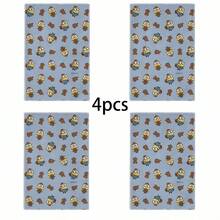 Miniso Minions Bob & Tim Bear Towel Set, Light Blue Cartoon Allover Print Soft Pure Cotton Towels, Available In 1-Pack, 2-Pack, 3 Packs, 4-Pack, 5-Pack, 6-Pack, Perfect For Bathroom & Home Use - Colocr - View 4