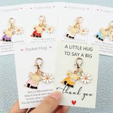 6pcs Daisy & Highland Cow Keychains With Encouragement Cards, Ideal For Birthdays And General Occasions Popular Gifts For Friends And Family - Multicolor - View 2