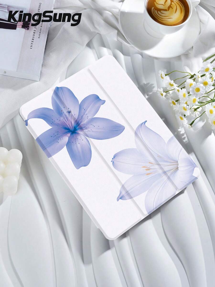 Kingsung Ốp máy tính bảng họa tiết tím trắng với thiết kế hoa ly, tương thích với iPad 9.7/10.2/10.5/10.9/12.9/Pro 11, thế hệ thứ 10, tương thích với Samsung Galaxy Tab S6 Lite 10.4 inch, tương thích với Kindle Paperwhite thế hệ thứ 12 phiên bản 2024, Kindle (thế hệ thứ 11) phiên bản 2022. Chất liệu mềm và chống sốc, tích hợp chức năng đứng thông minh/tự động đánh thức/ngủ.
