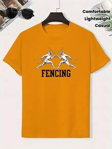 0121 Children's Fencing T-Shirt, Creative Casual T-Shirt, Lightweight And Comfortable Short Sleeve, Summer Clothes For Kids - 橘色 - 查看 2