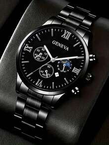 4-Piece Men's Watch And Jewelry Set, Includes Quartz Watch, Pen, Keychain, Multi-Layer Wallet & Coin Pouch, Best Gift For Father's Day, Valentine's Day, Fashionable Luxury Business Watch For Men, Suitable For Father, Boyfriend - Black - View 5