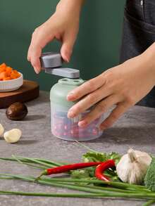 Máy xay thực phẩm thủ công 3 tốc độ, máy xay tỏi, gừng, ớt, củ cải, đậu phộng đa năng quay tay, dụng cụ nhà bếp thiết thực. - màu xanh lá - Xem 8