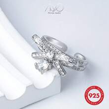 925纯银蝴蝶结锆石戒指，独特流苏设计，优雅甜美，适合日常佩戴、参加派对，也是送给爱人、朋友和家人的理想礼物。 - 銀色 - 查看 8