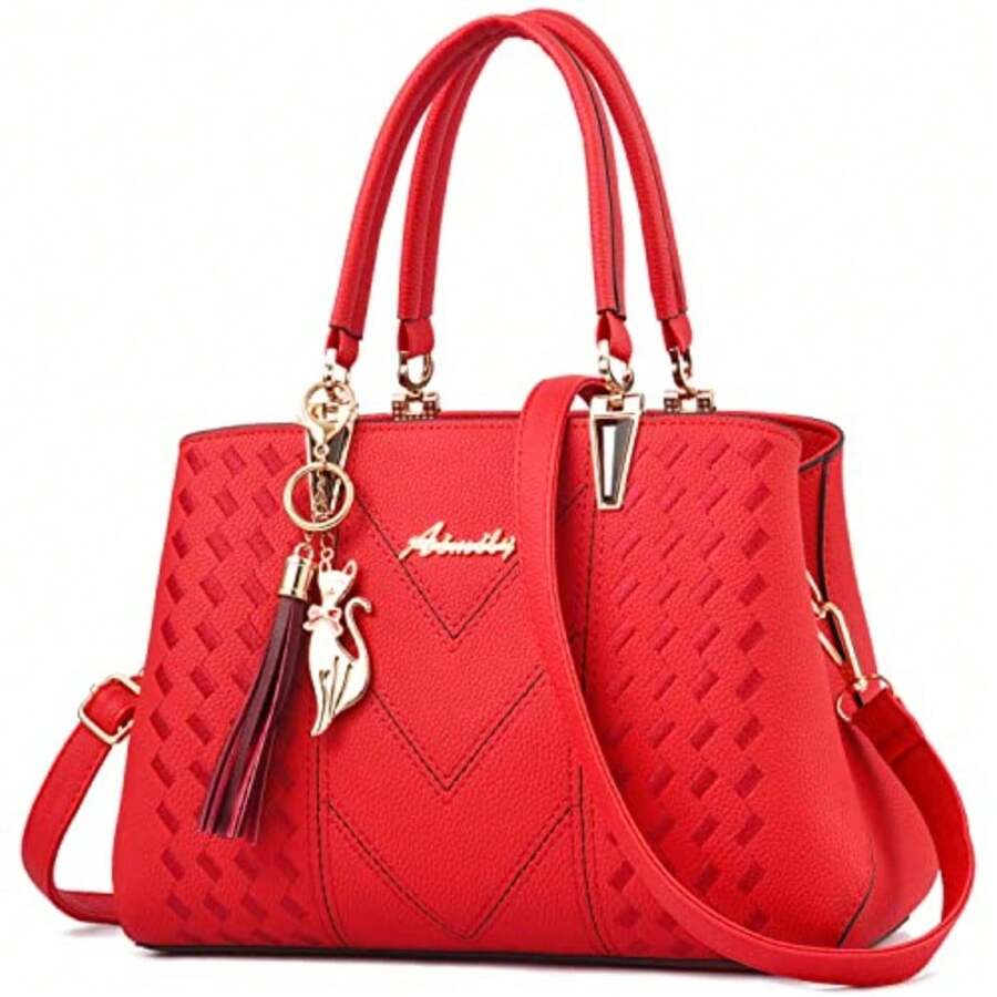 ALARION Womens Purses And Handbags Shoulder Bag Ladies Designer Satchel Messenger Tote Bag - 1-亮紅色 - 查看 1