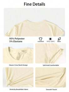 Women's Short-Sleeved Crew Neck T-Shirt With A Crazy Canadian Wolfbird Graphic For Travel, In 's Short-Sleeved Crew Neck T-Shirt With A Passionate Clash Graphic For Vacation, In Apricot. Women's Activewear, Women's Casual Blouses - 杏色 - 查看 4