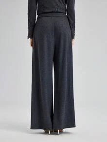 Rich Radi Q's Fashionable Women's Washed Woven Straight Leg Pants With Drawstring And Pockets, Suitable For Daily Wear - Black - View 2