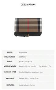 Burberry 女款格紋單肩斜背包 80840261 - 黑色拼色80840261 - 查看 8