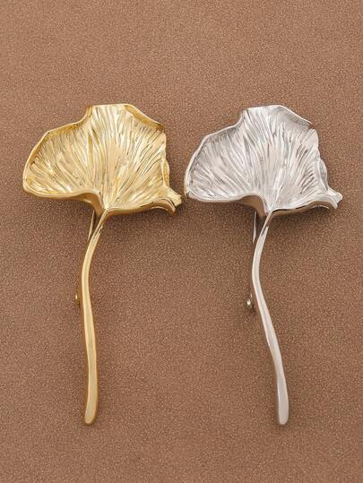 SUPBORA 1pc Fashionable Silver/Gold Color Ginkgo Leaf Brooch, Statement Ginkgo Pin, Vintage Style Jewelry Gift