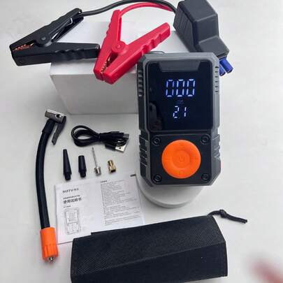 SUITU 可充电便携式车载空气压缩机，带数字压力表的电动充气泵。7.4V 1800mAh 锂电池，耐用 ABS 材质，迷你车载气泵。适用于汽车/摩托车/自行车/运动球类，汽车配件/必备汽车礼品。