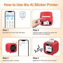 Impresora mini AI, fabricante de pegatinas con voz AI con pantalla HD de 2.4", adecuado para notas de aprendizaje, dibujos, fotos, colorear, diarios, manualidades DIY - Multicolor - Ver 6
