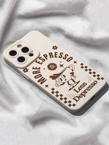 Liquid Silicone Protective Case With Vintage "Large Espresso" Coffee Cup Pattern In Milky White, Compatible With IPhone And Galaxy - 多色 4 - 查看 3