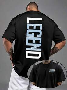 Men's Oversized Black "Legend" T-Shirt - 黑色 - 查看 1