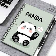 1 Set Cute Cartoon Panda Spiral Notebook Set, Includes Pen, 100 Pages (50 Sheets). Beautifully Designed, Adorable Pattern. Helpful For Work, Study, Diary, Daily Planning, Notes. Ideal Gift For Birthday, Graduation, Adds Fun And Convenience To Life! - F - View 1