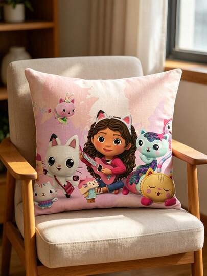 asmodee Bộ gối tựa chủ đề Gabby Dollhouse - Gối nhung hai mặt, bộ gối tựa sofa phòng ngủ dễ thương, quà sinh nhật cho trẻ em