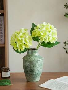 1/3 de 38,5 cm de plantas artificiais de primavera e verão para decoração de vasos de flores, hortênsias artificiais realistas. Disponíveis em branco, azul escuro e verde. Perfeitas para decoração floral de casamentos, ornamentos para casa, buquês de noiva e decoração de jardins externos. Também ideais como presentes de aniversário e outras ocasiões especiais, adequadas para todas as estações do ano. - Verde - Ver 5