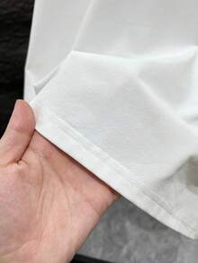 Fashionable Loose Cropped T-Shirt, Summer Casual Solid Color Top, Machine Washable, Soft And Comfortable Fabric - White - View 7