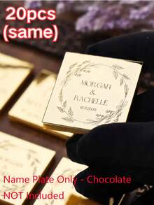 1/10/20pcs Custom Wedding Chocolate Favors For Guest, Heart-Shaped Kraft Paper Gift Tags, Gold Rose Silver Mirror Labels For Wedding Bridal Shower Decorations, Personalized Gifts - Multicolor - View 16