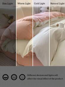 3pcs Blue & White Patchwork Soft Cotton Duvet Cover Set - White - View 9