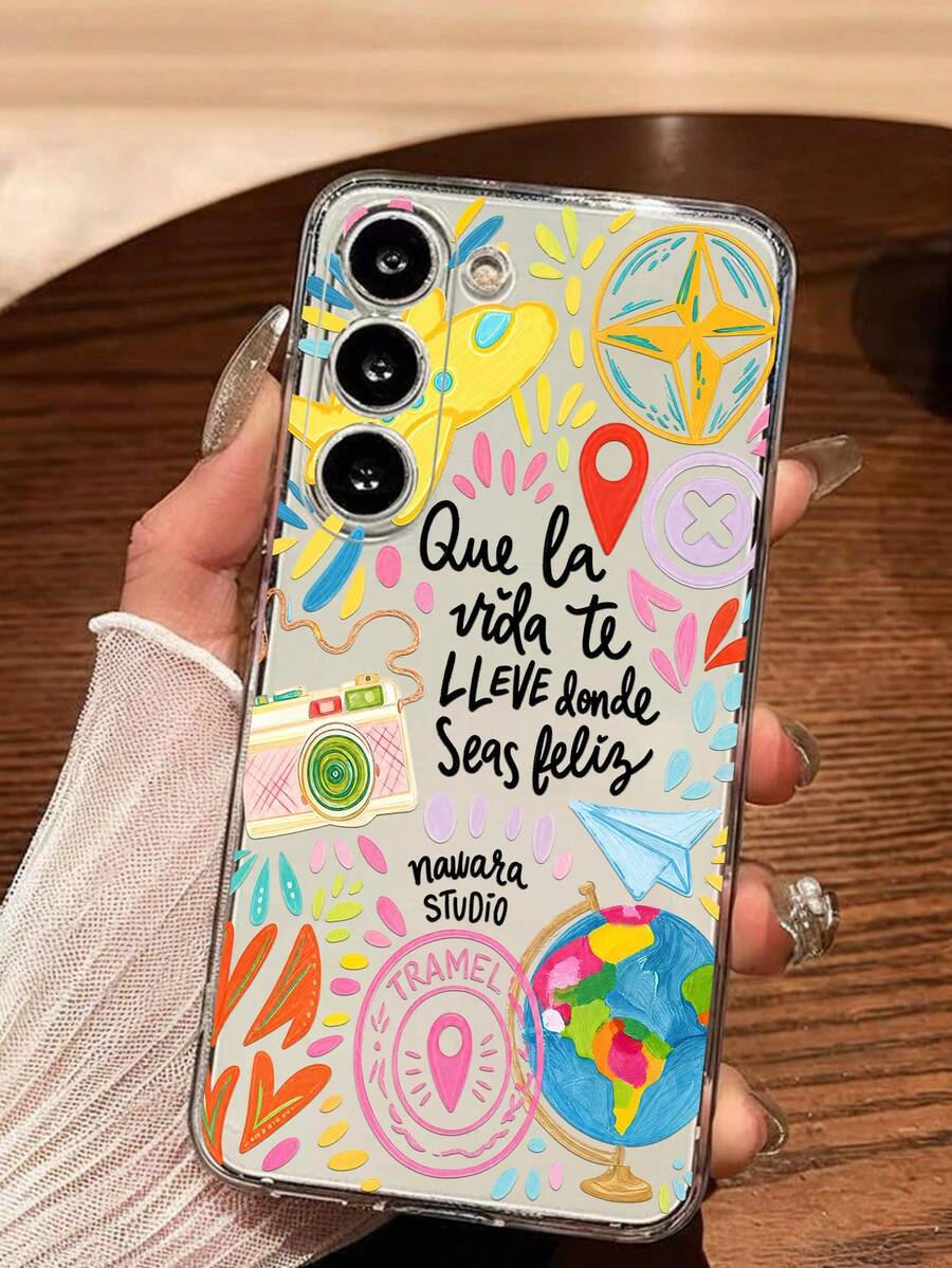 1個時尚飛機旅行地圖地球手機殼 軟質保護套 適用於華為榮耀、Galaxy A04e/12/A13/A14/A34/A50/A52/A53/A54/S21/S22/S23/S24/S25/S25Ultra/S25FE/S26/S26 PLUS/S26 ULTRA/S26 EDGE/ 6A/7A/8A/ 12T/13T/15T/15 TPRO，[國際版非本地版] - 無色 - 查看 1