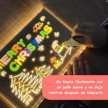 Pizarra LED que cambia de color, pizarra acrílica de 30 x 20 cm, bloc de notas Arts Doodle con bolígrafo de 7 colores y trapo, bloc de notas luminoso para escritorio con soporte, ideal como regalo para niños, colegio, hogar, cafetería u oficina. - 1 - Ver 7