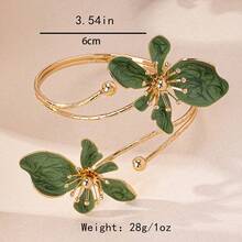 Versatile Wear 3D Flower Design Glazed Flower Bangle Bracelet, Bohemian Vintage Bracelet/Anklet - A - View 5