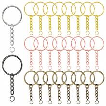 Kit de 56 piezas para hacer llaveros (28 llaveros y 28 argollas abiertas) para cordones de llavero, colgantes de bolso, manualidades DIY, joyería y elaboración de regalos. - Cadena de apertura - Ver 7