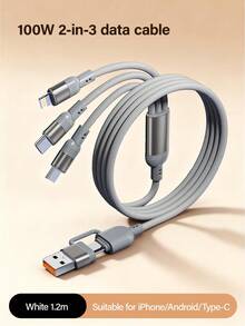 Cáp sạc nhanh 100W (tối đa), cáp dữ liệu USB sang Lightning, dây sạc bện nylon, bộ sạc đa năng, sạc dự phòng, tương thích với iPhone 16/15/14/13/12/11, S24/S23/S22/S21 và các dòng máy khác, bộ chuyển đổi sạc đa năng hiệu suất cao. - Nhiều màu - Xem 2