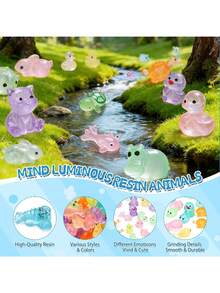 Random Color (Pink Etc.) Mini Resin Animal Decorations, Luminous Resin Cute Animal Figurines, Creative Home Office Desk Decor, Luminous Resin Duck, Home Decor Accessories - Multicolor - View 4
