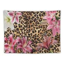 Leopard Background Pink Lily Flower Decorative Art Tapestry, Living Room Bedroom Wall Hanging, Housewarming Gift Home Soft Decoration Tapestry, Ideal Furniture Decoration - 1PC - 查看 15