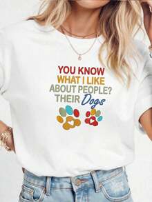 Casual T-Shirt For Dog Lovers - White - View 6