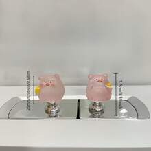 Cute Glowing Pig Toilet Tank Button - Durable Plastic, Easy To Install Bathroom Tank Handle, Fun Design, Night Glow Feature, Tank Control And Decoration, Toilet Tank Accessory, Fun Design - Multicolor - View 7