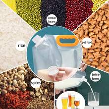 5 Reusable Food Storage Bags With Spout - Leak-Proof Seal, Stand-Up, Freezer And Microwave - Perfect For Lunch, Meat, Fruit And Vegetables - Essential Kitchen Organization Tool - View 5