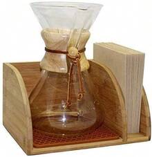 Caddy For Pour Over Coffee Maker, Bamboo Stand Fits Chemex, , Cosori, HexNub Coffee Carafes, Heatproof Mat, Filter Holder - White - View 2