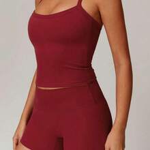 guangzhougaolangshangmao MASKERT Conjunto deportivo de primavera y verano para mujer, traje de fitness ajustado, traje de running de alta elasticidad, traje de yoga para fitness, cómodo y amigable con la piel para uso casual en casa - Gris Pedernal - Ver 6