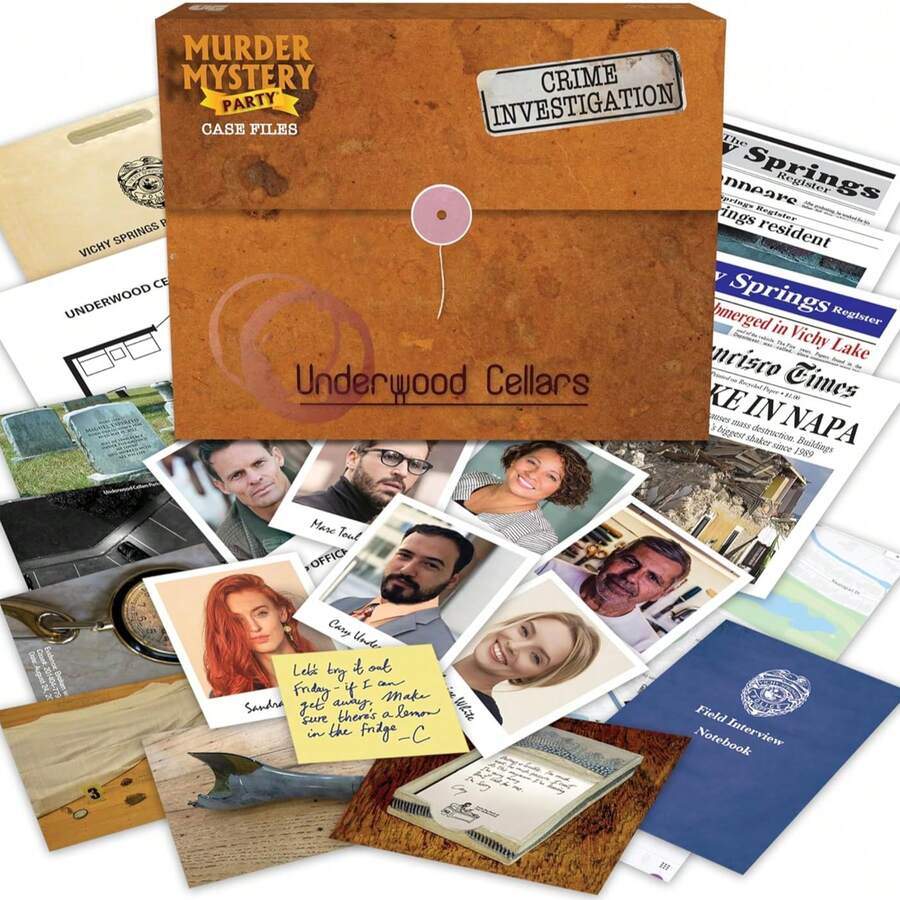 Unsolved Mystery Of Underwood Cellars | Holiday Essential Immersive Board Game Detective Investigation Kit | Includes 50 Plus True Crime Style Clues | Interactive Storytelling Group Activity For Adults Perfect Gift For Mystery Lovers Game Night Birthday Holiday Gift - Multicolor - View 1