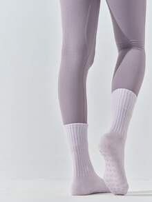 Women's Anti-Slip Yoga Crew Socks, Full-Grip Pilates Socks, Breathable Cotton Socks For Barre & Workout - Multicolor - View 5