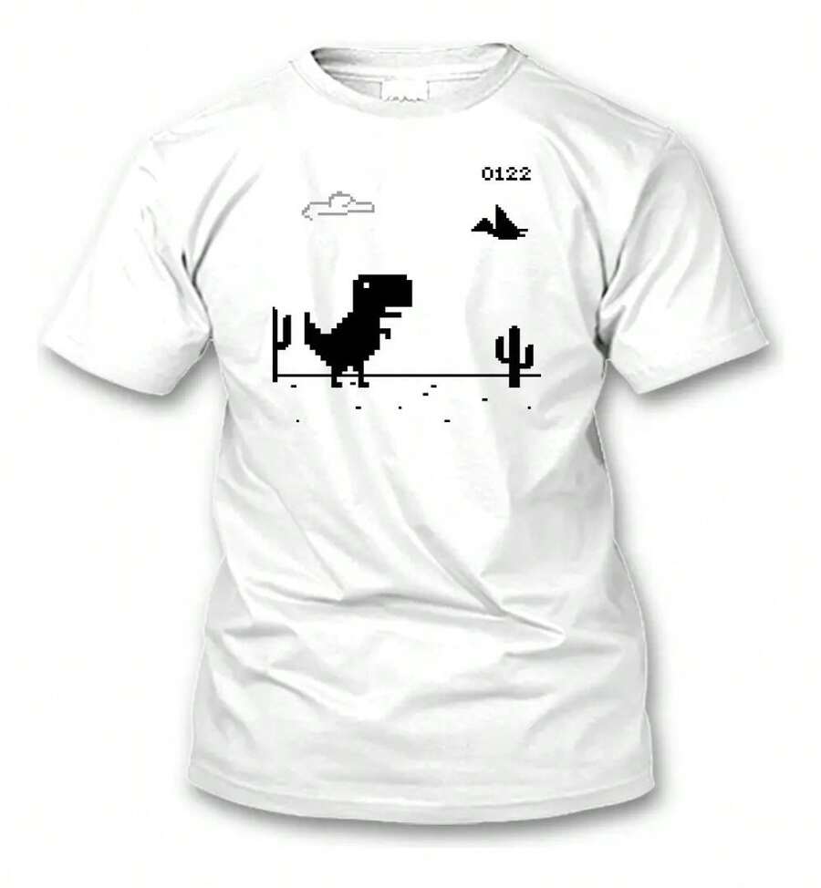 Dinosaur T-Shirt Error 404 All Sizes - 白色 - 查看 1