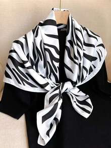 Women's Large Square Satin Scarf 90x90 Elegant Fashion Bandana For Hair And Neck - L7-branco - 查看 6